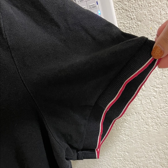 Express Men's Polo Shirt in Black with Red/White Trim - Picture 3 of 5